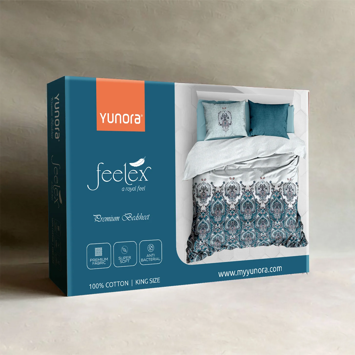 Yunora Feelex Premium King Size Cotton Bedsheet – Includes Two Pillow Covers