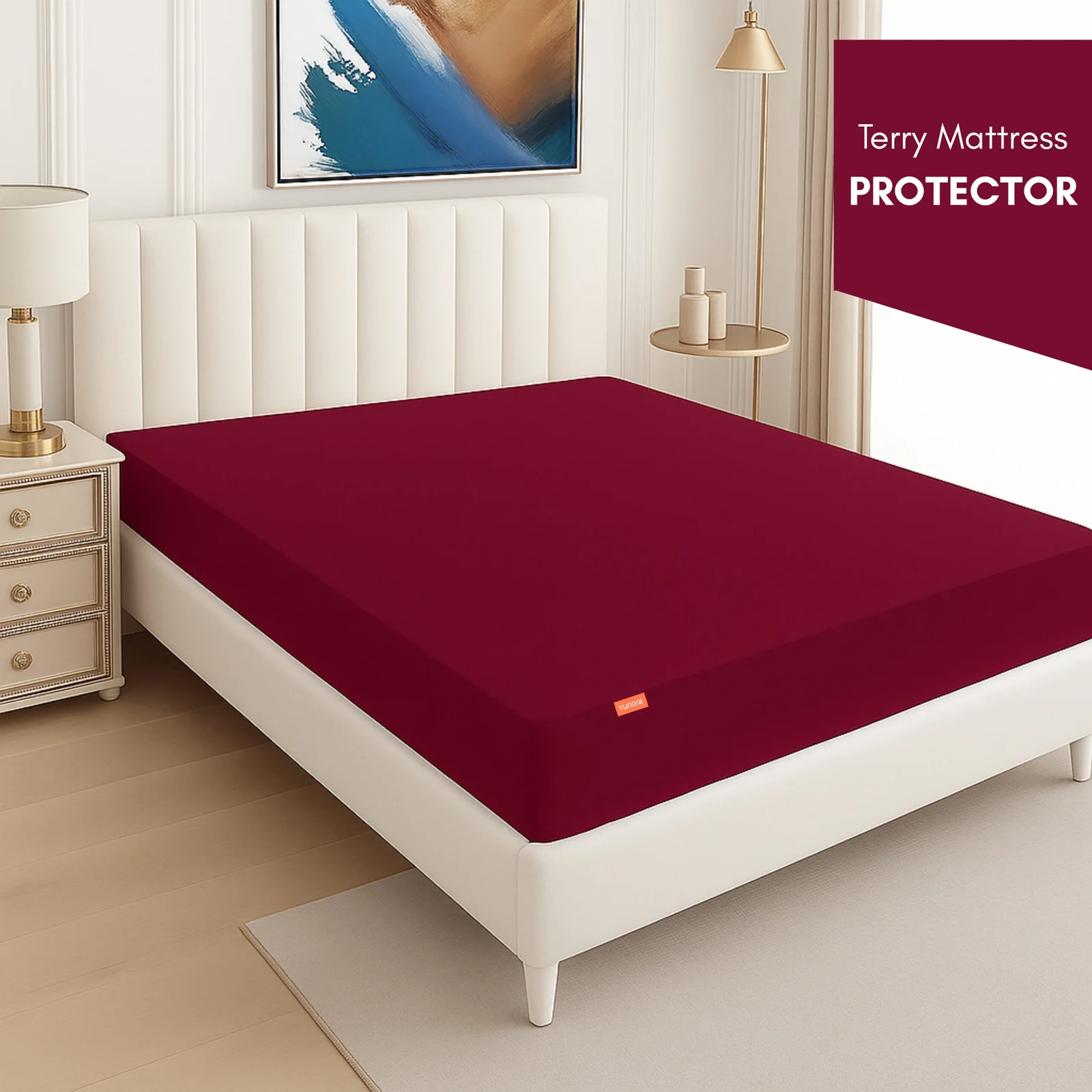 Yunora Terry Mattress Protector – Waterproof, Breathable & Lycra Fitted